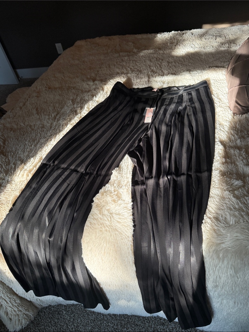 Black Label Black Satin Pleated Trousers